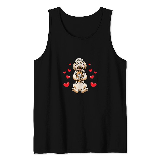 Labradoodle Dog With Stuffed Animal Tank Tops