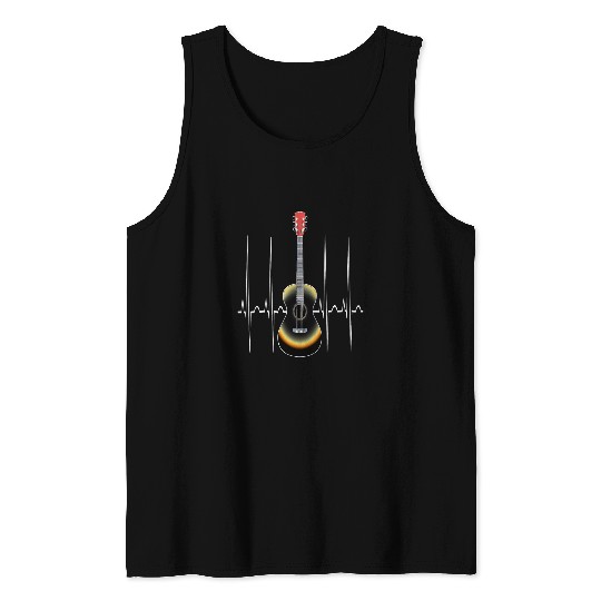 Guitarist Acoustic Guitar EKG Heartbeat Guitar Musician Guitar Tank Tops