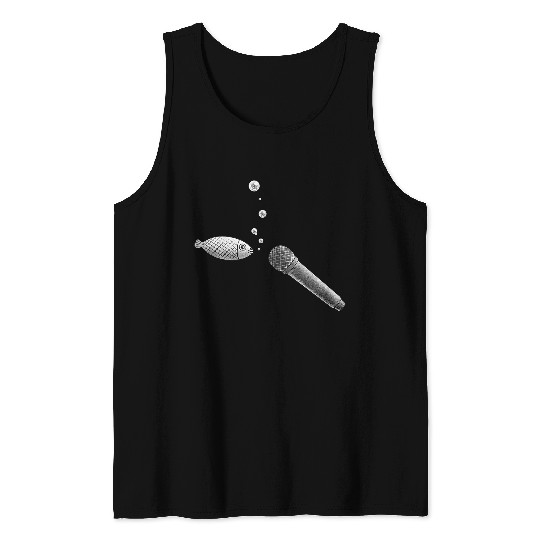 Funny Fish Singer with Microphone Creative Music Lover Tank Tops