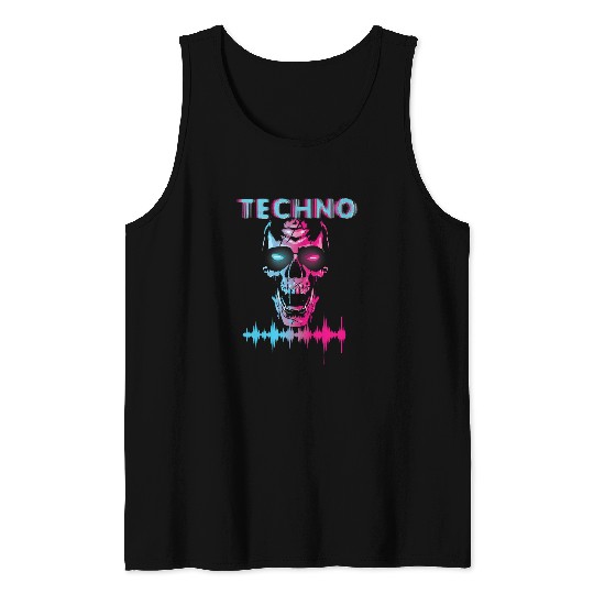 Electronic Music Skull Devil Techno Music Festival Hardtekk Tank Tops