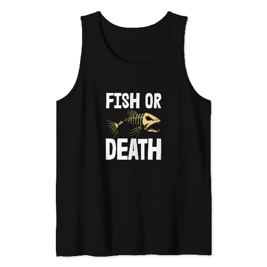 Skeletons Skulls Funny Fish Or Death Skeletons Fish Boness Sharp Skull Tank Tops