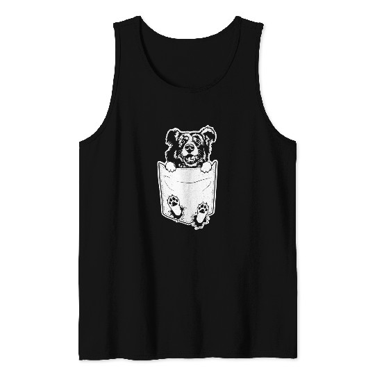 Border collie dog ripped in pocket art graphic theme Tank Tops