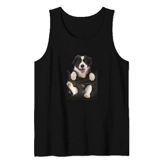 Border Collie dog in print pocket funny for dog lover Tank Tops