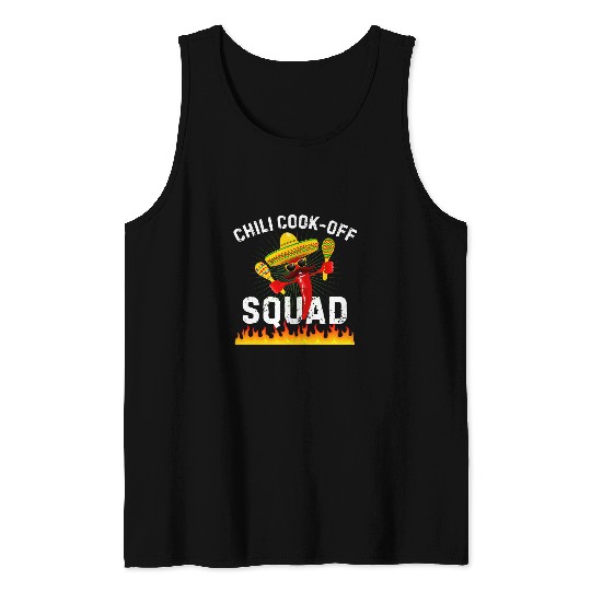 Chili Cook Off Squad Chili Contest Red Pepper Flames Tank Tops