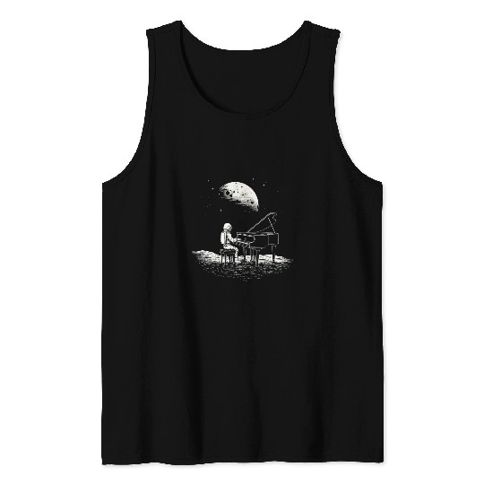 astronaut in space with piano in galaxies musician 4 Tank Tops