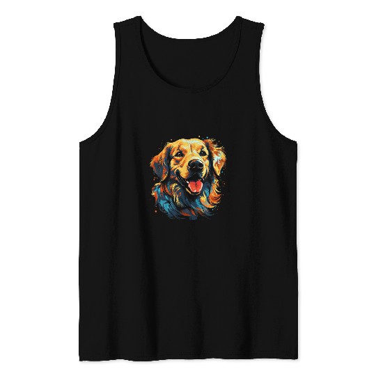 Cute Golden Retriever Graphic Adorable and Loyal Retriever Tank Tops
