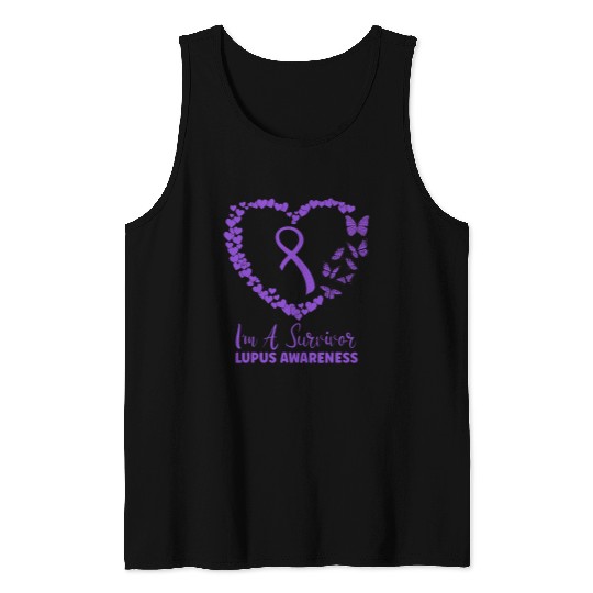 Purple Butterfly Lupus Awareness   Autoimmune Diseases Tank Tops