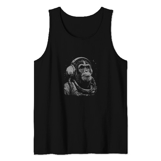 ASTRONAUT HELMET MONKEY GRAPHIC Tank Tops