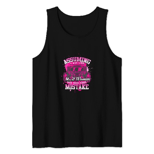 Funny Semi Truck Driver Trailer Trucker Trucking Girl Women Tank Tops