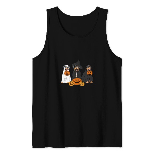 ghosts And Witch Rottweiler Rottweiler Halloween Rottweiler Tank Tops