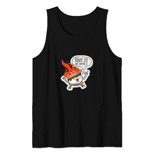 Burnt Out But Optimistic Funny Humor Cute Smore Campfire 2 Tank Tops