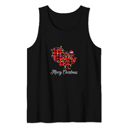 Santa Buffalo Red Plaid Turkey Animals Merry Christmas Tank Tops
