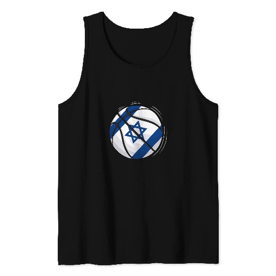 Basketball Ball With The Flag Of Israel Tank Tops