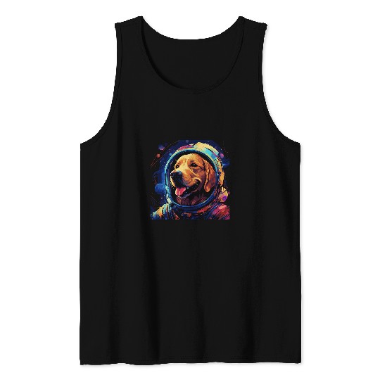 Golden Retriever Funny Golden Retriever Astronaut Tank Tops