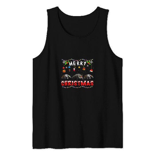 Lacrosse Gift Merry Christmas Anteater xmass Funny Animals Pajama Tank Tops