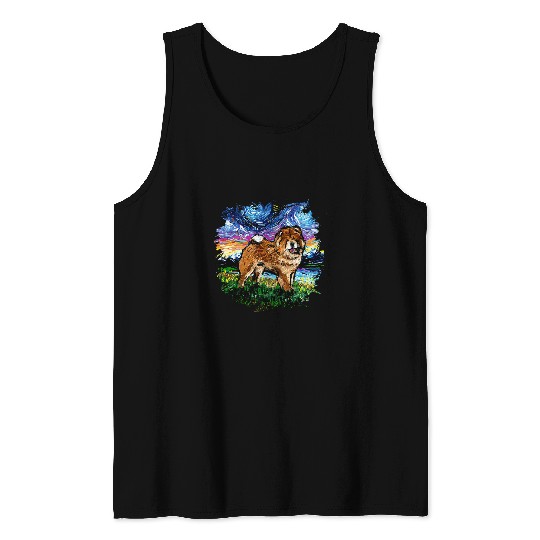 Chow Chowchow Starry Night Dog Pet Art by Aja Tank Tops