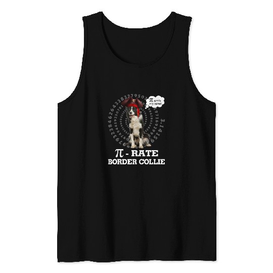 Border Collie Dog Pirate Costume Pi Day Gift Tank Tops