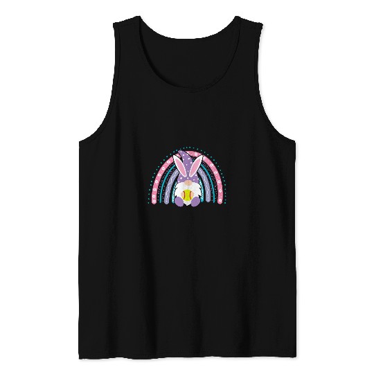 Cute Rainbow Gnome Easter Bunny Gnome Hug Softball Team Tank Tops