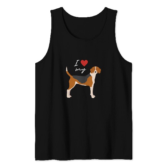 I Love My Black White Tan English Foxhound Dog Lover Tank Tops
