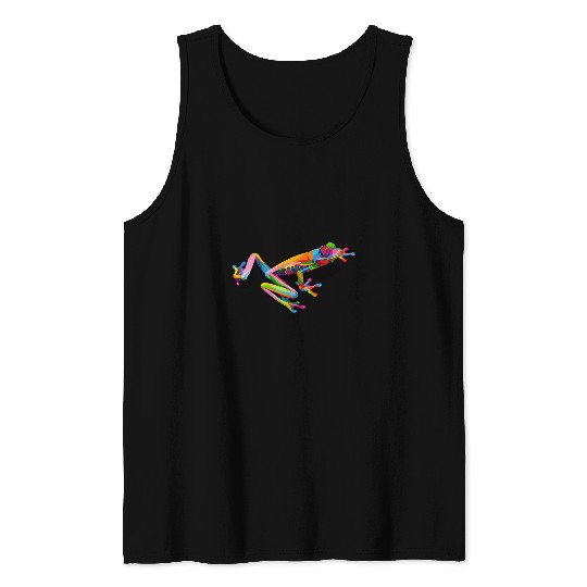 Frog Colorful geometric fauna Pop Art Tank Tops