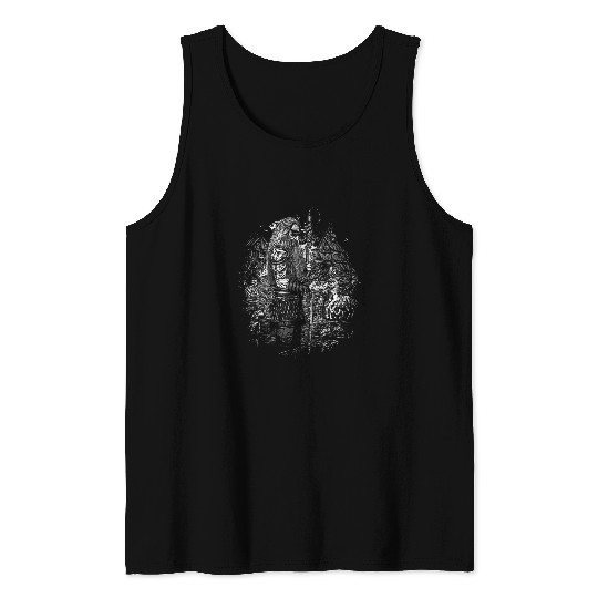 Lacrosse Gift Odin with his Animals 2Norse Mythology 2Raven 2wolfs 2 Tank Tops