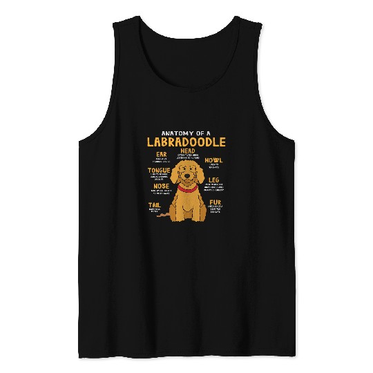 Labradoodle Anatomy Funny Dog Mum Dad Tank Tops