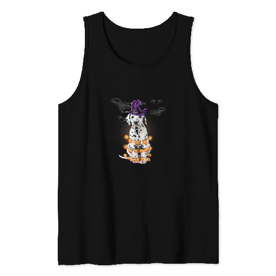 Dalmatian Light Pumpkin Funny Halloween Tee 46 Dalmatians Dog Tank Tops