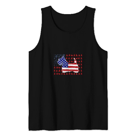 Dog Scottish Terrier American Flag 4th Of July For Men Women Tank Tops