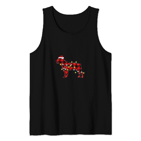 Dog Rottweiler Christmas Plaid Buffalo Pajamas Dog Tank Tops