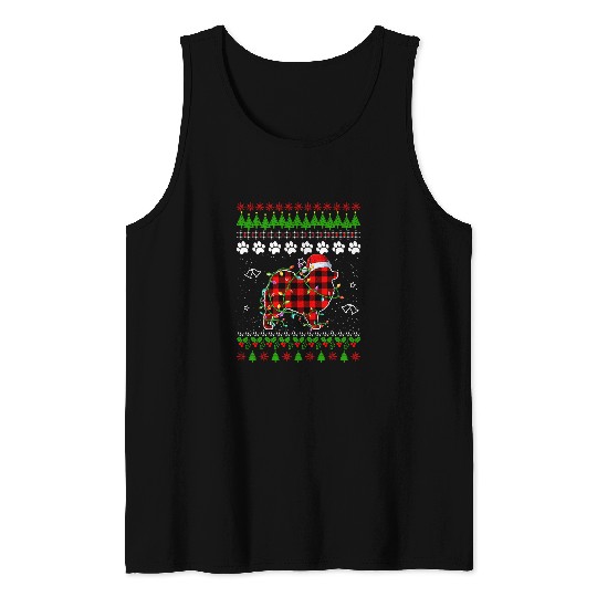 Dog Samoyed Funny xmass Ugly Sweater Christmas Lights Dog Tank Tops