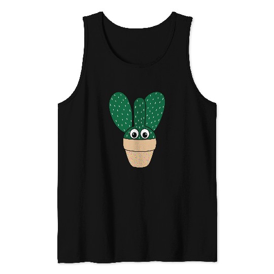 Bunny Ears Cactus In Dotted Terracotta Pot Tank Tops