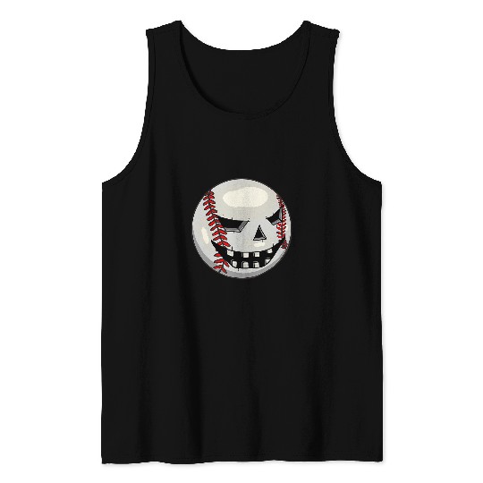 Boys Halloween Jack O Lantern Baseball Player Coachs Pitcher Tank Tops