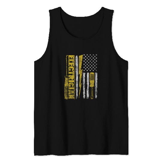 Funny Electrician Electrical Engineer Electricity Lineman Tank Tops