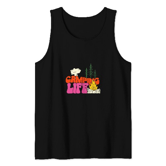 Camping Life Summer Casual Happy Camper Vacation Camping Tank Tops