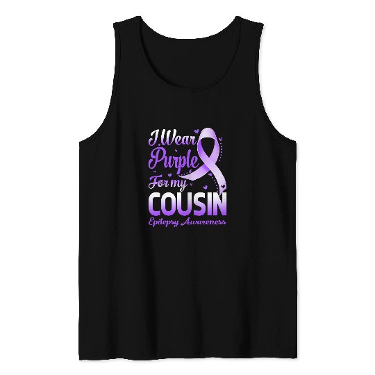 I Wear Purple For My Cousin Epilepsy Awareness Ribbon Tank Tops