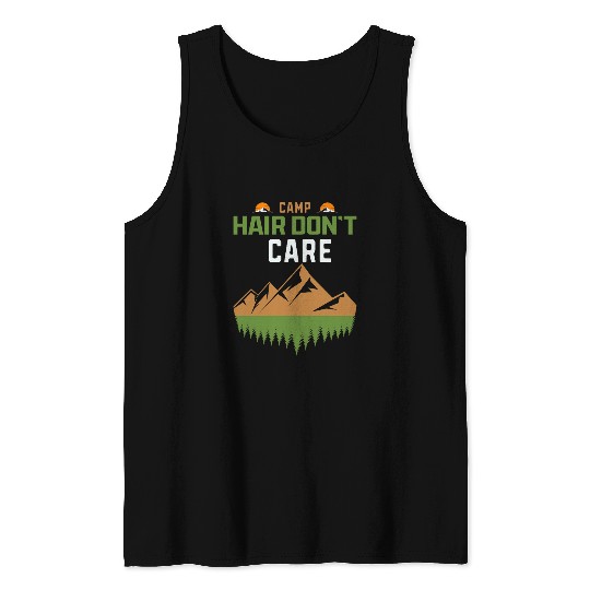 Camp Hair Dont Care Funny Camping Outdoor Camper summer 2 Tank Tops