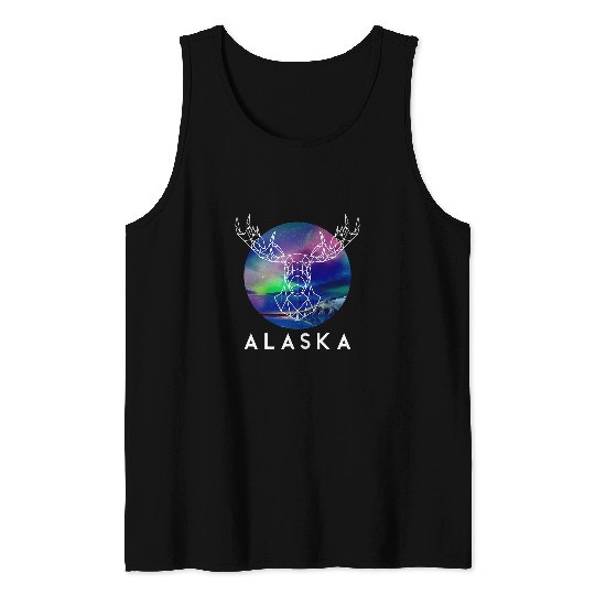 Lacrosse Gift North Pole Geometric Aurora Alaska Moose Tank Tops