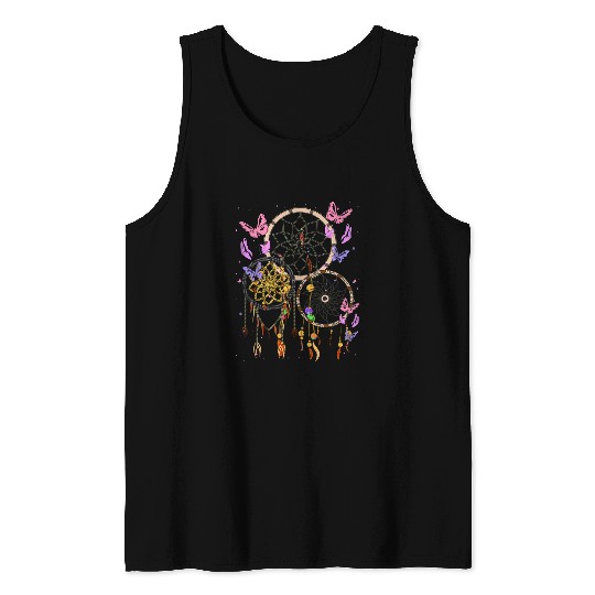 Indigenous Boho Native American Butterfly Dreamcatcher Tank Tops