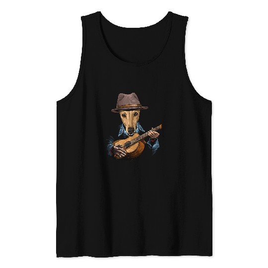 Dog Grayhound Acoustic Guitar Greyhound Guitar Player Dog Guitarist 68 Tank Tops