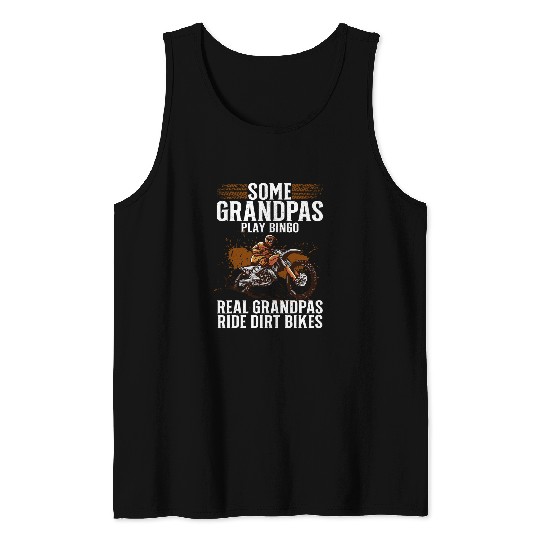 Cool Dirt Bike Art For Grandpa Men Motocross Dirtbike Stunt Tank Tops