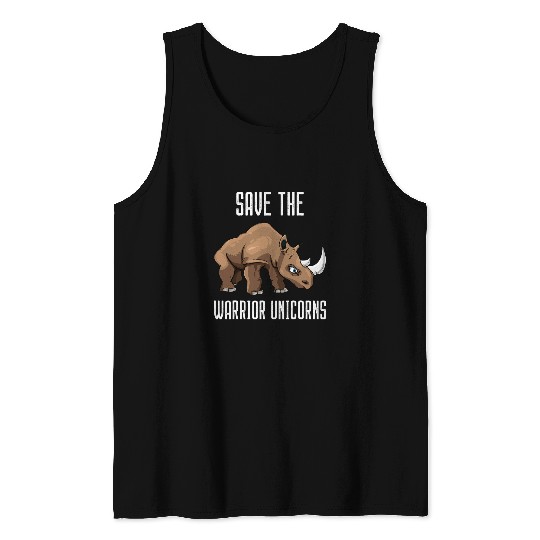 Save The Warrior Unicorns Funny Chubby Rhino Rhinoceros Joke Tank Tops