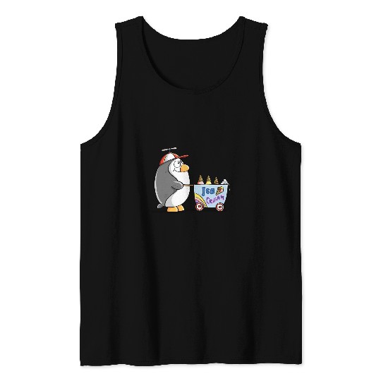 Funny Penguin With Little Ice Cream Truck Tank Tops