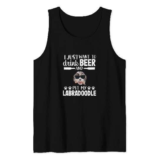Funny Drink Beer Labradoodle Dog Owner Puppy Lover Gift Tank Tops