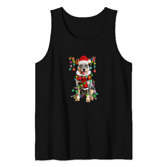 Australian Cattle Dog Santa xmass Puppy Lover Christmas Light243 Tank Tops