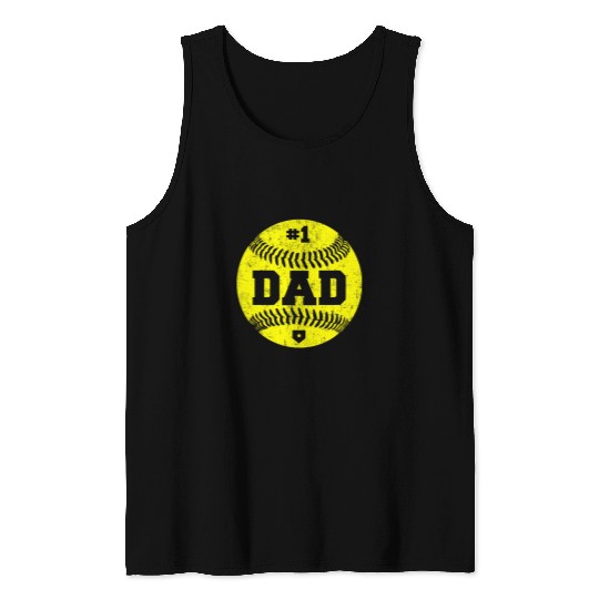 Mens 1 Softball Dad Tank Tops