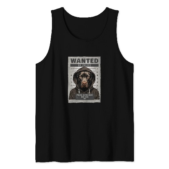 Dog Brown Black Labrador Mugshot Bad Dog Funny Labrador Tank Tops