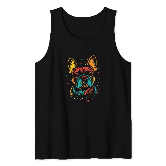 French Bulldog Colorful Frenchie Dog Pop Art Tank Tops