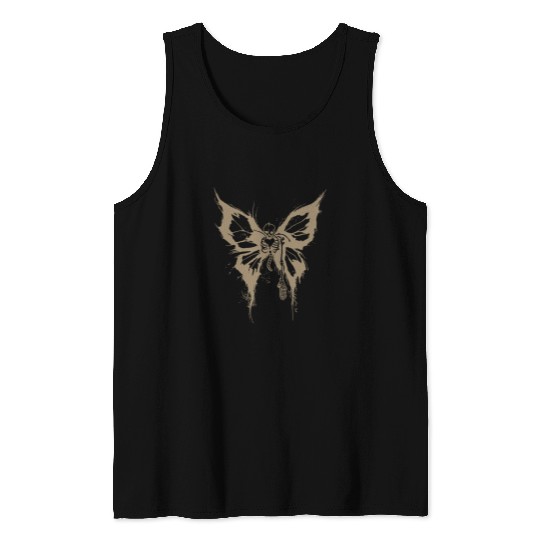 Skull Art Aesthetic Gothic Butterfly Skeletons Fairy Grunge Tank Tops