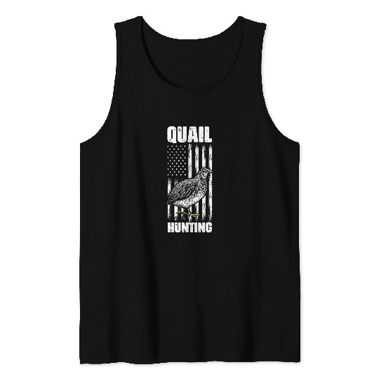 Patriotic Quail Hunting American Flag Bobwithe Quail Hunter Tank Tops