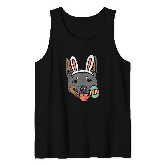 Easter Heeler Bunny Face Egg Cute Cattle Dog Men Women Kids Tank Tops